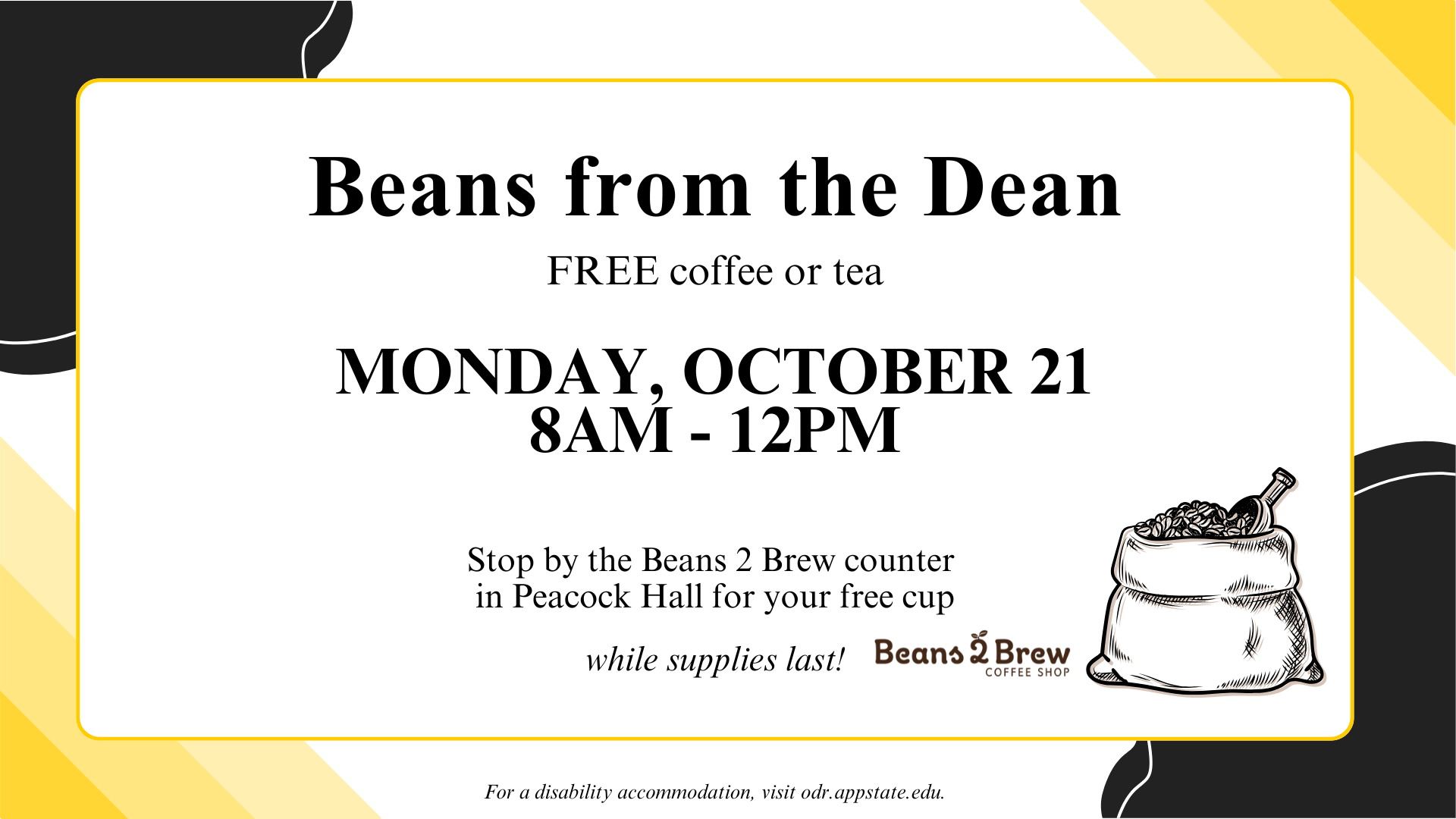 A special 'beans from the dean' October 21 Walker College of Business