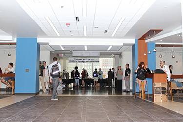 students in Peacock Hall