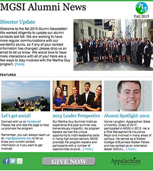 front page of MGSI alumni nesletter