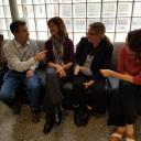 Economics Researcher David Dickinson, left, shares a moment with Accounting Researcher Tammy Kowalczyk, Marketing Researcher Pia Albinsson and Management Researcher Carol Kline