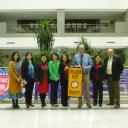 Pictured are Wendy Deng, Sandra Vannoy, Christopher Lytle and Martin Meznar with their counterparts at Northeastern University in Shenyang