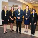 Sywassink Award winners from the Walker College of Business are Haley Childers, left, Rachel Keller, Ron Marden, Carol Kline and Betty Coffey. (Photo by Sabrina Cheves)