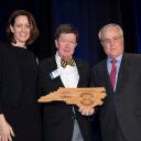 Dr. Carol Kline of Appalachian State University, Dr. Dana Clark of Appalachian State University (2018 Winners Circle Award Recipient), North Carolina Department of Commerce Secretary Tony Copeland (Photo by North Carolina Tourism)