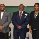Dejon McCoy-Milbourne serves as the moderator during the Courageous Conversations event at Appalachian State University with panelists Houston Sloan, Dylan Galloway, Troi Robinson-Moss and Kendrick Tillman. Photo by Kayla Lasure, Watauga Democrat