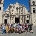The group poses in front of La Catedral de la Virgen María in Old Havana — one of 11 Roman Catholic cathedrals on the island of Cuba. Photo by Rachel Shinnar