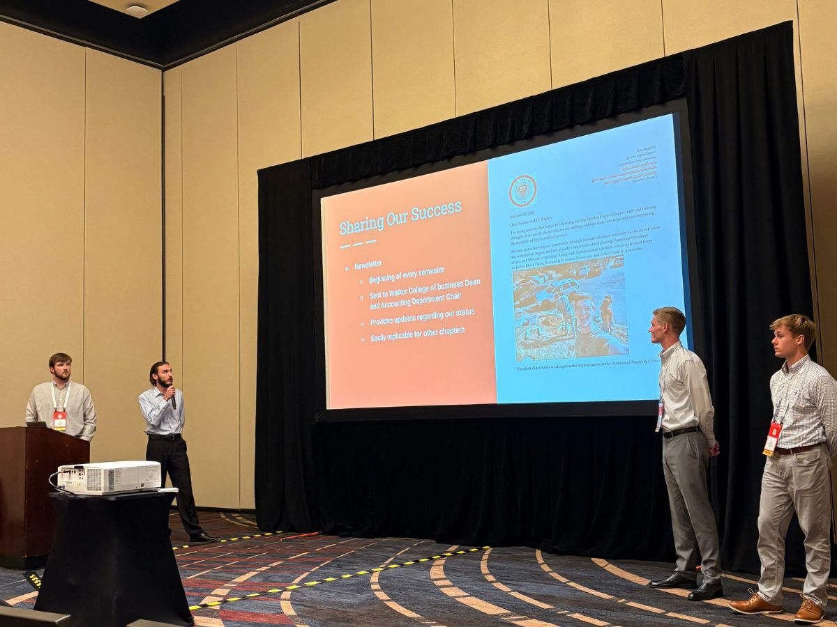 Aidan Sands and fellow members of App State&rsquo;s Beta Alpha Psi chapter present on their strategic goals, innovative programming, and commitment to continuous improvement.