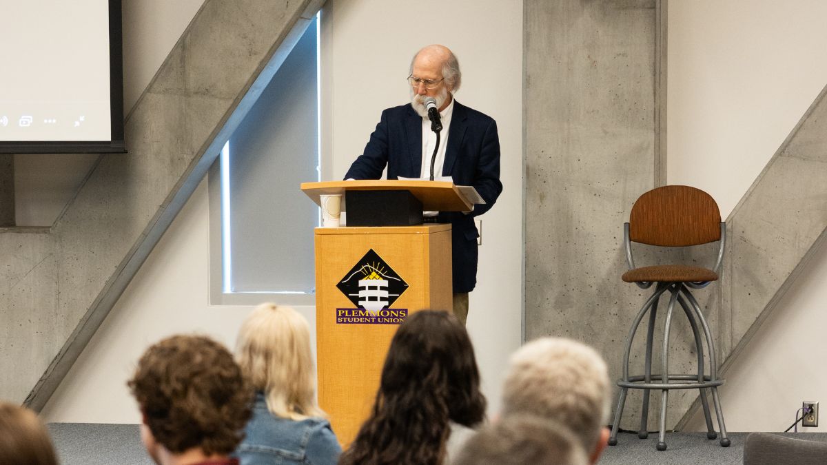 Photo by Chase Reynolds Dr. Joseph Bathanti, North Carolina Poet Laureate and professor in App State’s Department of English reads his poem, “The Vilas Flood.”