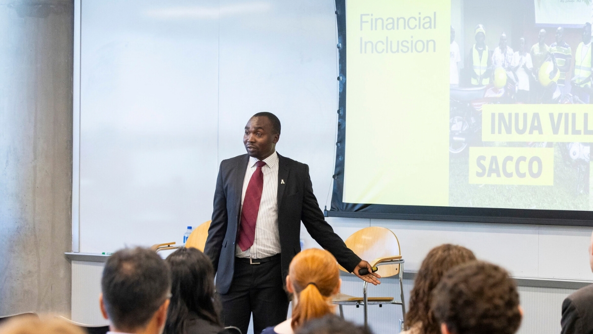 Zachuas Ogonji Olopi, Executive Director, Inua Village to Global Foundation speaks at App State's 2026 Global Good Conference. Photo by Kyla Willoughby