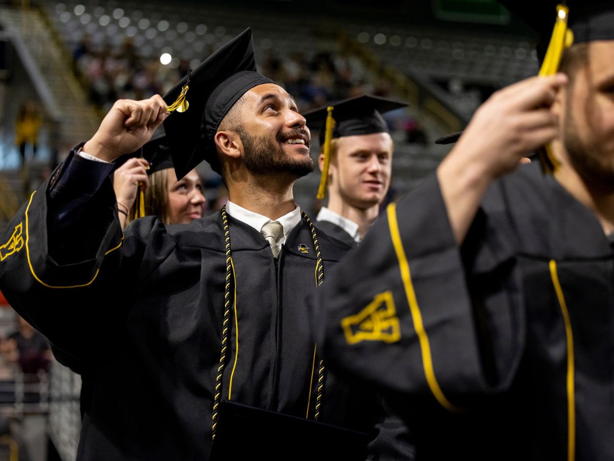 Jonah Smith turns his tassel at App State Commencement ceremony