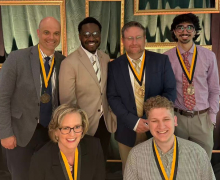 Clockwise from back left are Justin Kent, David Itson, Kevin Eller, Asher Fazal, Ben Tugwell and Cele Burt