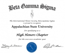 App State's Beta Gamma Sigma Chapter earns high honors