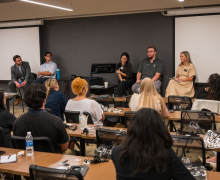  Panelists speak to students at App State Hickory's Bridge Day. Photo by Jackson Shoe