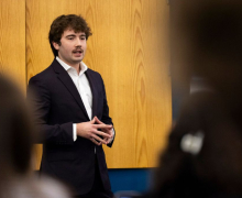 A student competes in the 2026 Dean’s Club Strategic Business Competition at App State on April 17