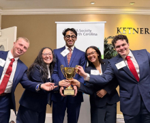 From left are Pearce Lowrey, Abigal Ledford, Avin Patel, Rian Mofu and Matt Adkins