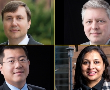 Four professors in the Walker College of Business at Appalachian State University have earned Dean’s Club Research Prizes. They are, pictured clockwise from top left, Dr. Joseph Cazier, Dr. Edgar Hassler, Dr. Lubna Nafees and Dr. Jason Xiong.