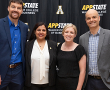 From left are Dean's Club Research Prize Winners Dr. Mark Bolinger, Dr. Lubna Nafees, Dr. Jacqueline Tilton, Dr. Justin Kent during the 2025 Sywassink Awards Program