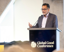 Dr. Rogelio Garcia Contreras speaks at App State's Global Good Conference. Photo by Kyla Willoughby