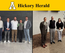 Bolick's group (left) and McPherson's group at App State Hickory Campus with industry professionals and Dr. Jose Riera.