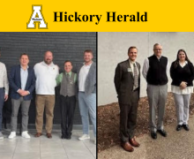 Bolick's group (left) and McPherson's group at App State Hickory Campus with industry professionals and Dr. Jose Riera.