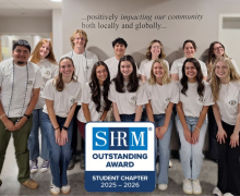 A large group of SHRM members in Boone and a SHRM logo. Photo submitted