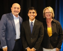 Jeff and Liz Mick ’81 support multiple scholarships at App State. Jeff, left, and Liz, right, are pictured with App State alumnus Carlos Franco ’00, a previous recipient of The Elizabeth and Jeffrey Mick Endowed Scholarship in Business. 