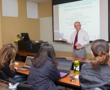 Harry Davis teaching in Peacock Hall