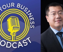 Mind Your Business Podcast logo with image of featured guest, Jason Xiong