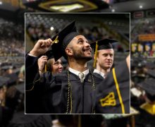 Photo by App State Jonah Smith turns his tassel at Appalachian State University's December 12, 2025 commencement Ceremony