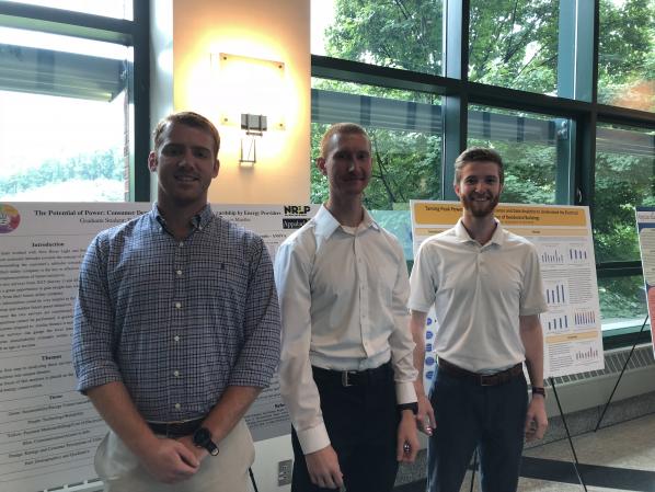 From left, students Lucas Stinson, Daniel Paprocki and Daniel Stout at the Appalachian Energy Summit