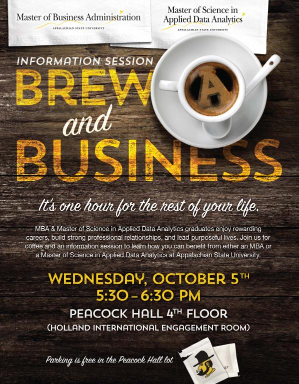Brew & Business: date set for MBA and MS Applied Data Analytics information session 