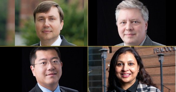 Four professors in the Walker College of Business at Appalachian State University have earned Dean’s Club Research Prizes. They are, pictured clockwise from top left, Dr. Joseph Cazier, Dr. Edgar Hassler, Dr. Lubna Nafees and Dr. Jason Xiong.