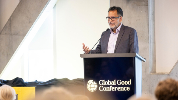 Dr. Rogelio Garcia Contreras speaks at App State's Global Good Conference. Photo by Kyla Willoughby