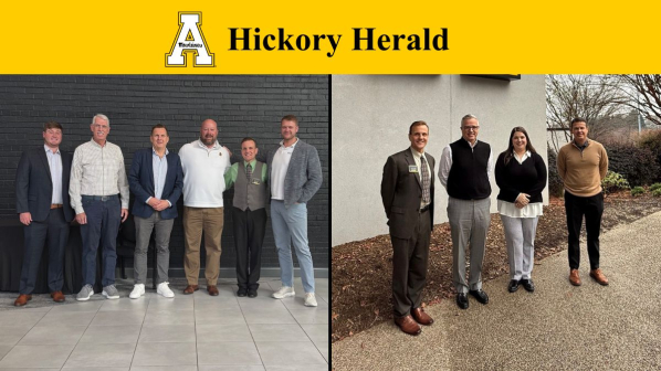 Bolick's group (left) and McPherson's group at App State Hickory Campus with industry professionals and Dr. Jose Riera.