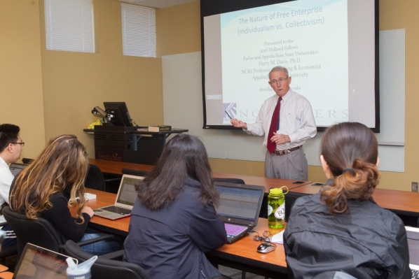 Harry Davis teaching in Peacock Hall