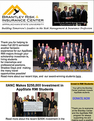 screen shot of online Brantley Risk and Insurance Center's December newsletter