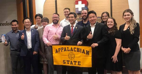 A delegation from Appalachian State University visits NIDA Business School in Thailand during a January 2019 study abroad trip.