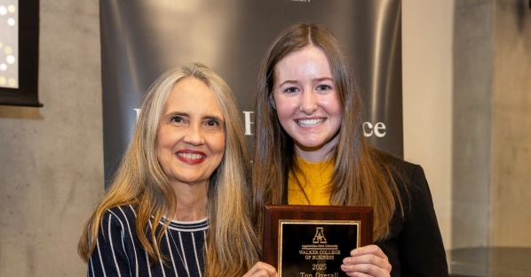Kennedi Ratcliffe, right, is the 2025 top overall student in the Walker College of Business and the top student in the Economics program.