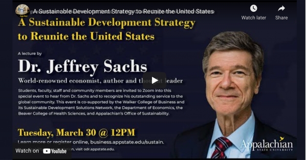 Watch A Sustainable Development Strategy to Reunite the United States, a special lecture by Dr. Jeffrey Sachs