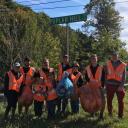 Student members of AppState Executive Impact Club (and a couple family members) during a Fall 2017 street clean-up.