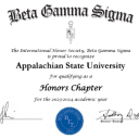 Beta Gamma Sigma Certificate Image