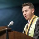 Graduate Dillon Hewitt-Castillo encourages his fellow Appalachian State University graduates to share their personal stories to create relationships and to be of help to others.