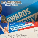 Rachel Hamlin, left, with faculty advisor Tori Humler. Hamlin, a CIS and IB double major, earned third place in the 2025 Microsoft Office Specialist U.S. National Championship June 18, 2025.