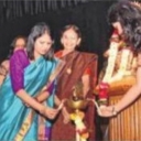 Lakshmi Iyer, second from left, at Devi Ahilya University in Indore, India