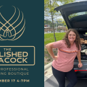The Polished Peacock Poster and Amy Odom with professional clothing in a car