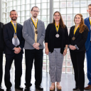 The six faculty and staff winners of the 2024 Sywassink Awards for Excellence, awarded by App State’s Walker College of Business. Pictured, from left to right, are Dr. Jim Westerman, Dr. Dennis Guignet, Chris Taylor, Sabrina Cheves, Katharine Stone and Dr. David Marlett. 