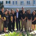 Dennis Crosby, center, with Marlett, left, and Appalachian RMI students in Bermuda