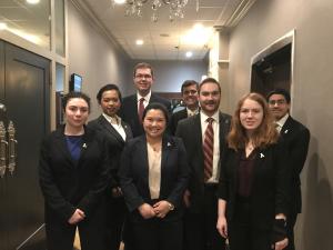 Pictured, from back to front, are John Dostert, Emma Harkins, Bennett Batten, Jordan Boyd, Austin Solomon, Riana Clark, Jenny Zheng, and Rachel Bellflowers; Appalachian State University students who attended the annual Phi Beta Lambda Fall Leadership Development Conference (FLDC) in Greensboro, North Carolina, November 9-10, 2018.