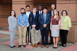 IMA Scholarship winners stand with Walker College Dean Heather Norris, left, accounting professor Kim Zahller, right, and Department of Accounting Chair Doug Roberts (back row, right)