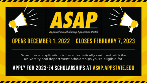 Apply for scholarships through ASAP — Appalachian Scholarship Application Portal — through Feb. 7