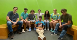 Members of the first Business For Good Residential Learning Center (RLC) are pictured in Peacock Hall’s Department of Management